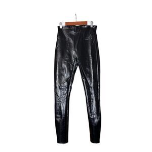 Spanx Faux Patent Leather Leggings high waisted high shine wet look black small